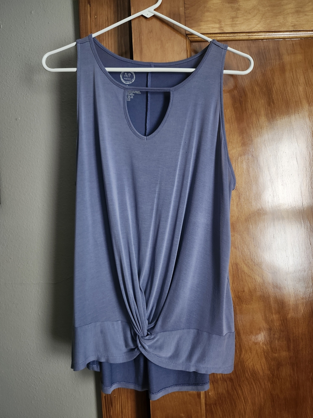 Maurices Blue Knot-Front Tank with Keyhole